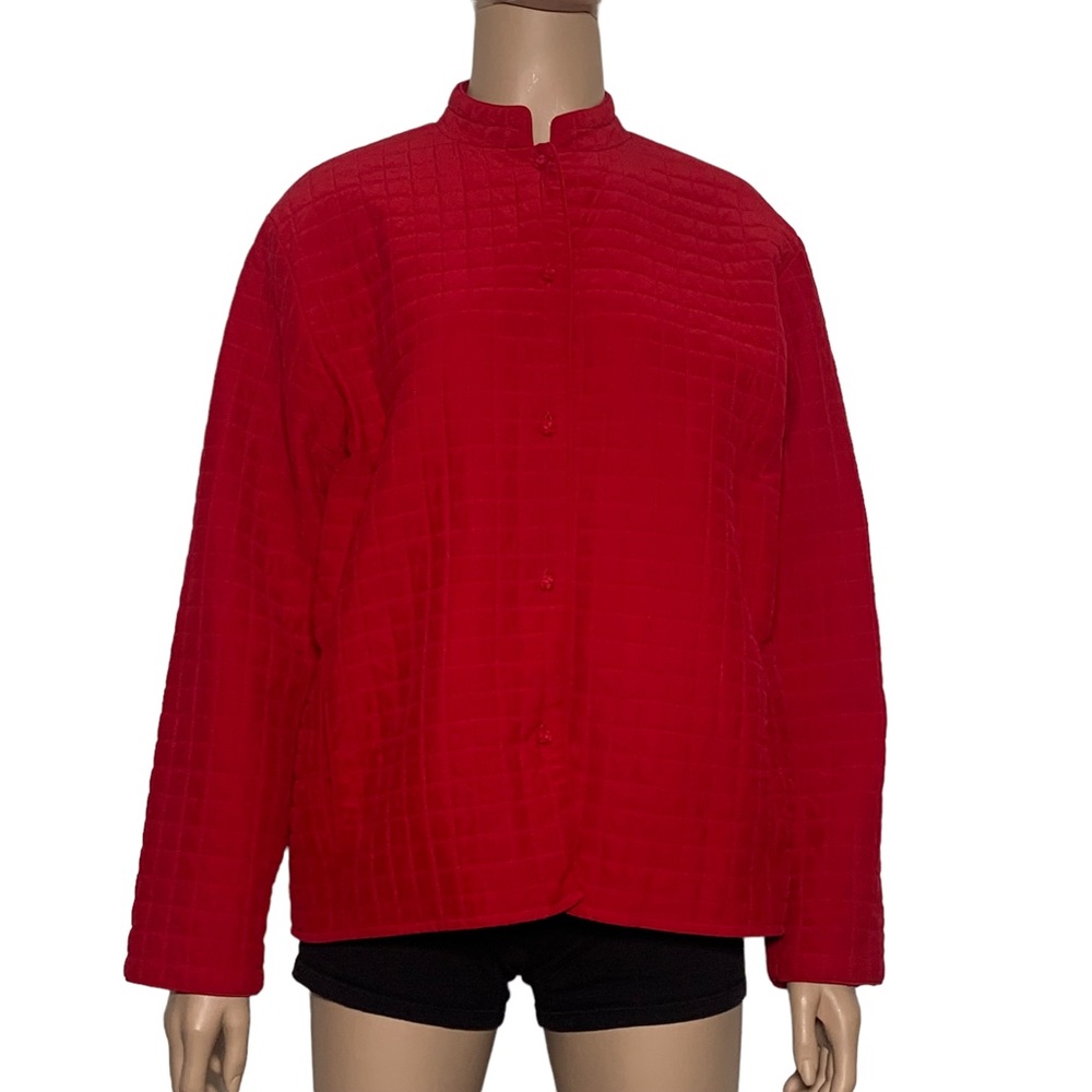 EILEEN FISHER Jacket Womens 100% Silk Quilted Red Size XS